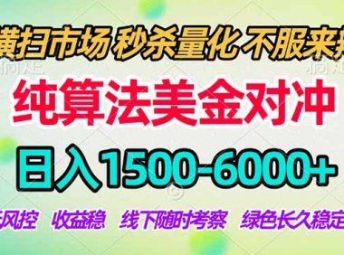2026美金掘金新风口-纯算法对冲震撼上线！日入1500-6000+，长久合规稳健，轻松摆脱死工资