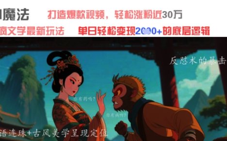 AI魔法：发疯文学最新玩法，打造爆款视频，轻松涨粉近30W，单日变现1k+