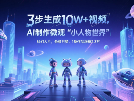 三步生成10W+视频，AI制作微观“小人物世界”科幻大片，条条万赞，1条作品涨粉2.3万
