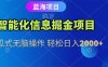 智能化信息蓝海掘金项目 傻瓜式无脑操作 轻松日入2000+