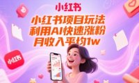 小红书项目玩法，利用AI快速涨粉，月收入平均1w+