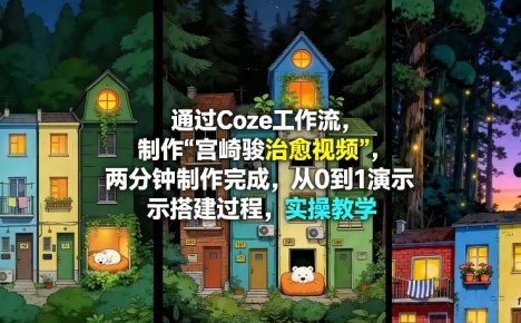 通过Coze工作流制作《宫崎骏治愈视频》，两分钟制作完成，从0到1演示搭建过程，实操教学