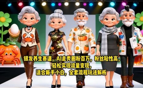 银发养生赛道，AI走秀圈粉百万，粉丝粘性高，轻松实现流量变现，适合新手小白，全套流程玩法解析