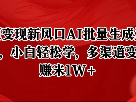 短视频变现新风口AI批量生成爆款像素插画，小白轻松学，多渠道变现，月赚米1W+