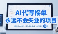 AI代写接单，永远不会失业的项目，新手小白友好，提供接单渠道，单日轻松 8张【揭秘】