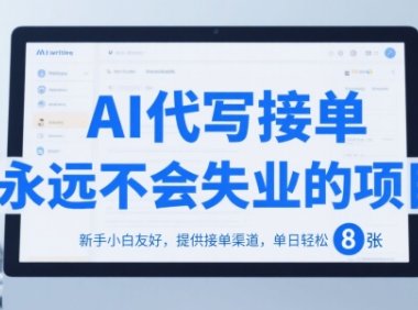 AI代写接单，永远不会失业的项目，新手小白友好，提供接单渠道，单日轻松 8张【揭秘】