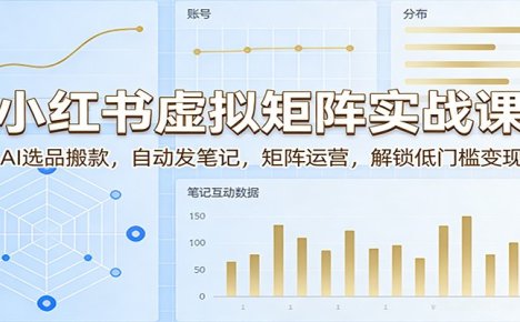 小红书虚拟矩阵实战课：AI选品搬款，自动发笔记，矩阵运营，解锁低门槛变现