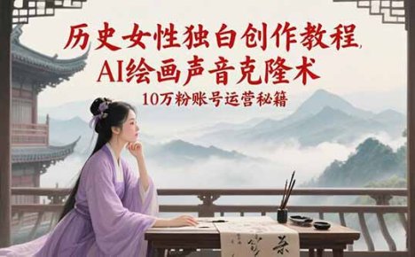 历史女性独白创作教程，AI绘画声音克隆术，10万粉账号运营秘籍