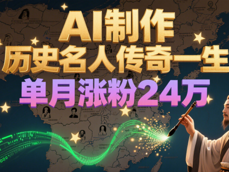 暴力起号！用AI制作历史名人传奇一生，单月涨粉24万，涨粉+变现赛道黑马来了