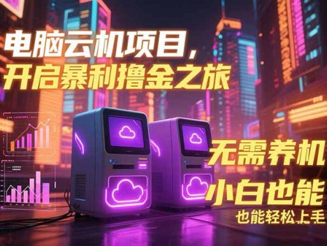 电脑云机项目 暴力撸金玩法,不需要养机 配置没有要求 单机100个窗口一…