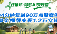 任推邦·即梦AI变现营，34分钟复刻90万点赞案例，单条视频变现1.2万实操