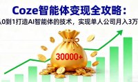 Coze智能体变现全攻略：从0到1打造AI智能体的技术，实现单人公司月入3万+