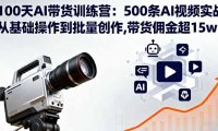 100天AI带货训练营：500条AI视频实战,从基础操作到批量创作,带货佣金超15w