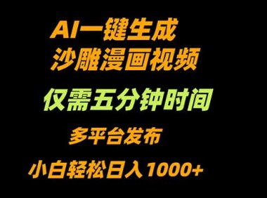 AI一键生成沙雕动漫视频，只需5分钟，小白轻松日入1000+