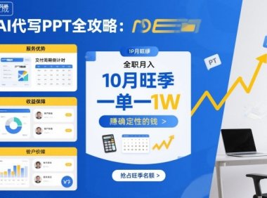 AI代写PPT全攻略，10月旺季，一单一结，全职月入1W，賺确定性的钱
