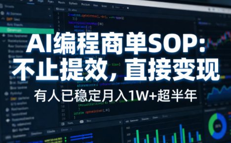 AI编程商单SOP，AI编程不能只给工作提效，还要直接变现，有人已经稳定月入1W+半年了