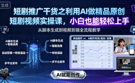 短剧推广干货之利用AI做精品原创短剧视频实操课，小白也能轻松上手