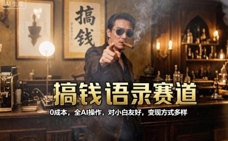 搞钱语录赛道，0成本，全AI操作，对小白友好，变现方式多样