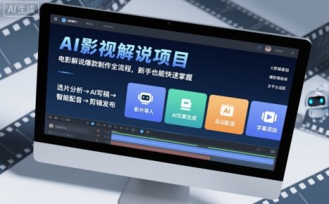 AI影视解说项目，电影解说爆款制作全流程，新手也能快速掌握