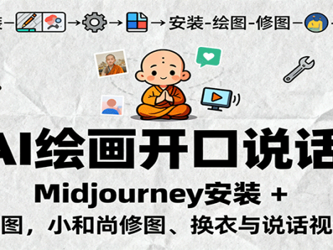 AI绘画开口说话，Midjourney安装 + 绘图出图，小和尚修图、换衣与说话视频制作