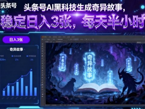 头条号AI黑科技生成奇异故事，稳定日入3张，每天半小时