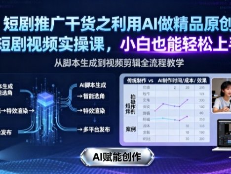 短剧推广干货之利用AI做精品原创短剧视频实操课，小白也能轻松上手