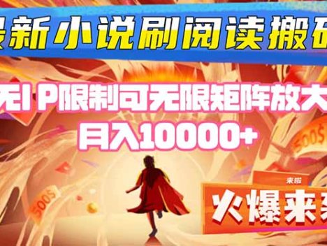 小说阅读搬砖单机每天收益200-400+ 无IP限制可无限矩阵放大 —