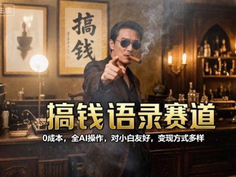搞钱语录赛道，0成本，全AI操作，对小白友好，变现方式多样