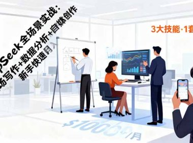 DeepSeek全场景实战：职场写作+数据分析+自媒体创作，新手快速月入过万