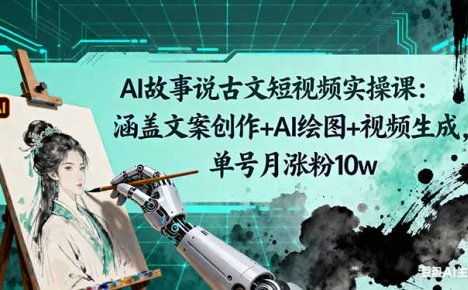 AI故事说古文短视频实操课：涵盖文案创作+AI绘图+视频生成，单号月涨粉10w