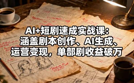 AI+短剧速成实战课：涵盖剧本创作、AI生成、运营变现，单部剧收益破万