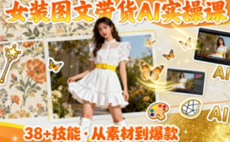 女装图文带货的AI实操课，覆盖38个实用技能，快速提升素材制作效率