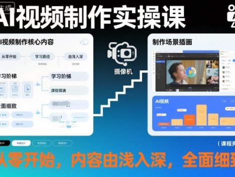 AI视频制作实操课，从零开始，内容由浅入深，全面细致