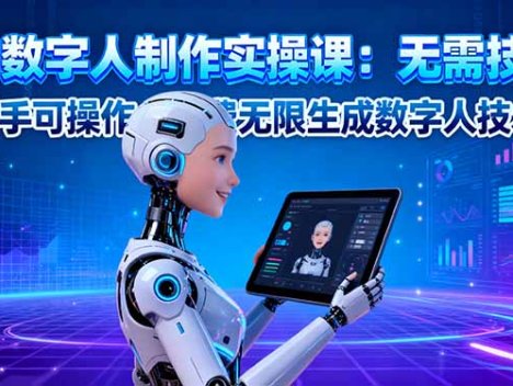 AI数字人制作实操课：无需技术，新手可操作，免费无限生成数字人技术！