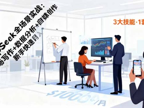 DeepSeek全场景实战：职场写作+数据分析+自媒体创作，新手快速月入过万