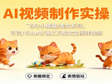 AI视频制作实操，飞天/小橘猫/美女系列，可灵/ViduAl/通义万相文生图转视频