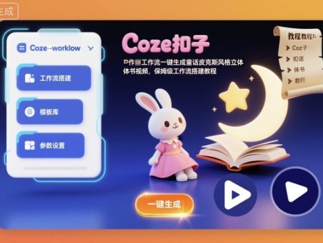 Coze扣子工作流一键生成童话皮克斯风格立体书视频，保姆级工作流搭建教程