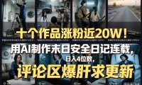 十个作品涨粉近20W！用AI制作末日安全日记连载，日入4位数，评论区爆肝求更新(附详细步骤)