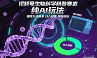 视频号生物科学科普赛道，纯AI玩法，操作方法简单，日入多张，项目稳定