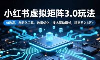 小红书虚拟矩阵3.0玩法，AI选品、自动化工具、数据优化，技术驱动增长，稳定月入8万+
