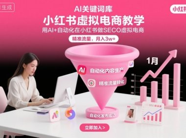 小红书虚拟电商项目，用AI+自动化在小红书做SEO虚拟电商，精准流量，月入3w+