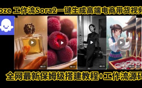 coze智能体sora2一键生成电商带货高端视频工作流保姆级拆解教程，无需剪辑，无需拍摄