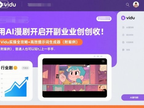 用AI漫剧开启副业创收：Vidu实操全攻略+高效提示词生成器(附案例)，普通人也可以轻松上手