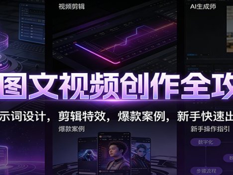 AI图文视频创作全攻略：提示词设计，剪辑特效，爆款案例，新手快速出片