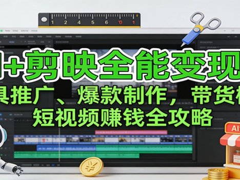 AI+剪映全能变现课：工具推广、爆款制作、带货橱窗，短视频赚钱全攻略