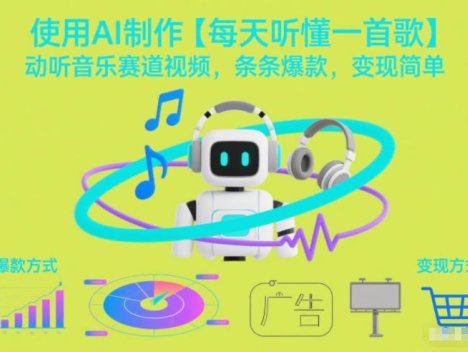 使用AI制作【每天听懂一首歌】动听音乐赛道视频，条条爆款，变现简单