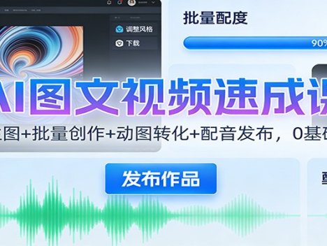AI图文视频速成课：一键生图+批量创作+动图转化+配音发布，0基础上手