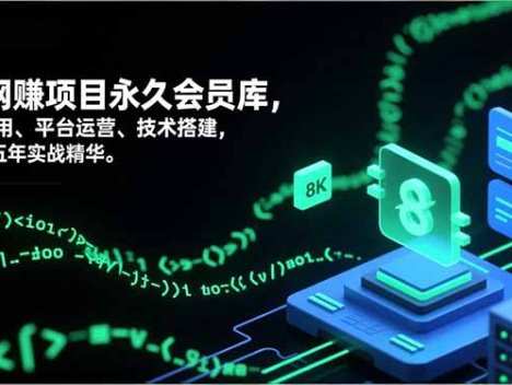 网赚项目永久会员库，AI应用、平台运营、技术搭建，覆盖五年实战精华