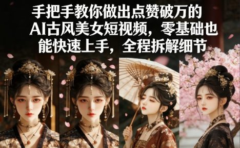 手把手教你做出点赞破万的AI古风美女短视频，零基础也能快速上手，全程拆解细节