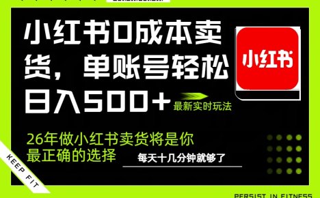 小红书0成本AI卖货，单账号轻松日入500+，完全托管AI，可矩阵放大